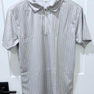 Men's Gray Striped Polo Shirt